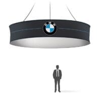 5ft Round Hanging Banner 24in with outside graphic